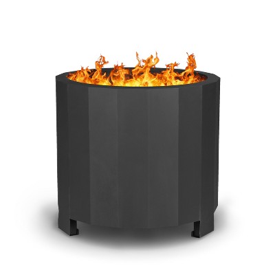 Portable Black Steel Smokeless Wood Burning Fire Pit with Waterproof Cover