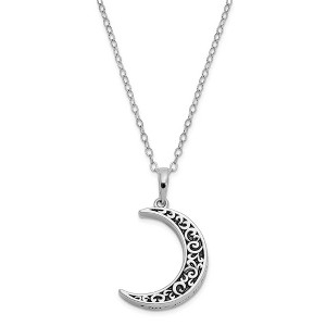 Black Bow Jewelry Antiqued Sterling Silver Crescent Moon Ash Holder Necklace, 18 Inch - 1 of 4