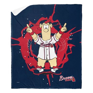 50"x60" MLB Atlanta Braves Mascot 2 Layer Silk Touch Faux Shearling Throw Blanket - 1 of 4