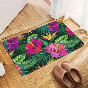 Tropical Plants Flowers Bathroom Rugs Winter Bath Mat Absorbent Non Slip Bathroom Mat Christmas Soft Floor Carpet 16x20 Inches - 1 of 1