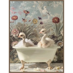 Amanti Art Ostrich Bubble Bliss by Niky Rahner Framed Canvas Wall Art - 1 of 4