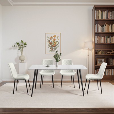 NicBex Set of 2/4 Modern PU Leather Upholstered Dining Chairs with Black Metal Legs,Armless Accent Chairs for Dining Room,Kitchen,Restaurant