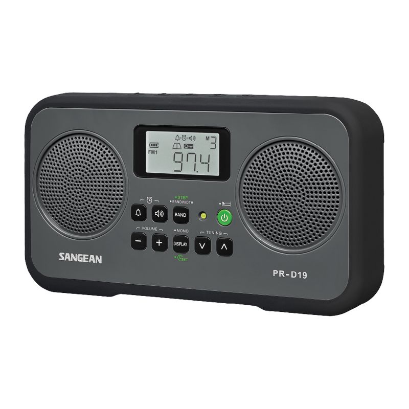 Sangean® AM/FM Stereo Digital Tuning Portable Radio, PR-D19, Gray with Black Protective Bumper, 4 of 7