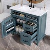 MAYEERTY 36" Bathroom Vanity Ceramic Sink Top Solid Wood MDF Poplar Cabinet Flip Drawers Adjustable Shelves Zinc Handles - 3 of 4
