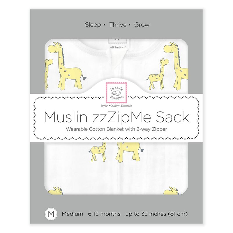 SwaddleDesigns Muslin Sleeping Sack Wearable Blanket - Yellow Giraffe - M, 3 of 4