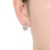 Guili Sterling Silver Rhodium Plated Clear Round Cubic Zirconia Thick Halo Drop Earrings, a Magnificent Design of Radiant and Timeless Beauty - 2 of 3