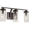 Minka Lavery Industrial Wall Light Downtown Bronze Hardwired 20 1/4" 3-Light Fixture Clear Seeded Glass Shade for Bathroom Vanity - 3 of 3
