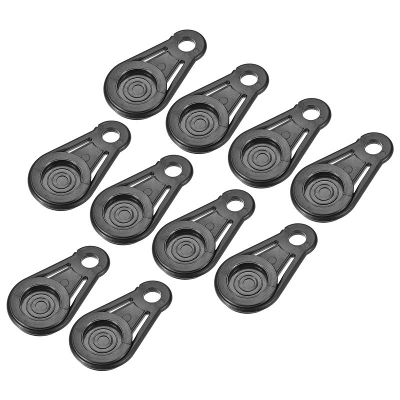 Unique Bargains Tarp Grabbers Tent Clips Plastic Round Movable Snaps for Outdoor Camping Awning Banner Cover Black 10 Pcs, 1 of 7