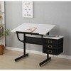 Runesay White Adjustable Drafting Drawing Table with Stool and 3 Drawers - 3 of 4