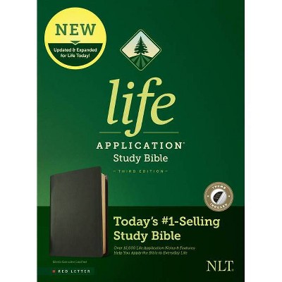 NLT Life Application Study Bible, Third Edition (Red Letter, Genuine Leather, Black, Indexed) - (Leather Bound)