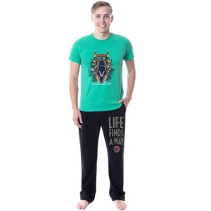 Jurassic Park Mens' Movie Film Life Finds A Way  Sleep Pajama Set Multicolored - 1 of 4