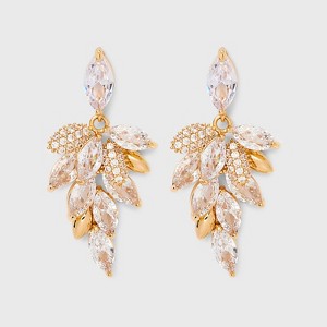 Crystal Cluster Marquiese Drop Earrings - Gold - 1 of 2