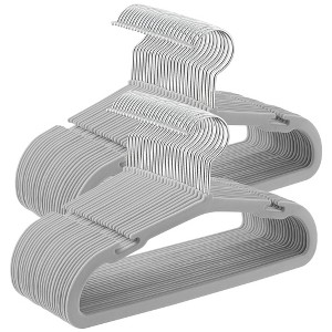 Baby Hangers 50 Pack, 11 x 6.9 Inches, Non-Slip Velvet Kids Hangers for Closet, Space-Saving, Wide Shoulder Notches, Dove Gray - 1 of 4