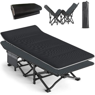 Sportneer Camping Cot for Adults with Cushion Comfortable, Tent Folding Cot for Sleeping, Lightweight Folding Bed with Carry Bag Supports 450 lbs