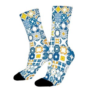 Portuguese Style Women Printed Crew Socks Funny Funky Socks Soft Polyester Novelty Gifts for Artists Men - 1 of 1