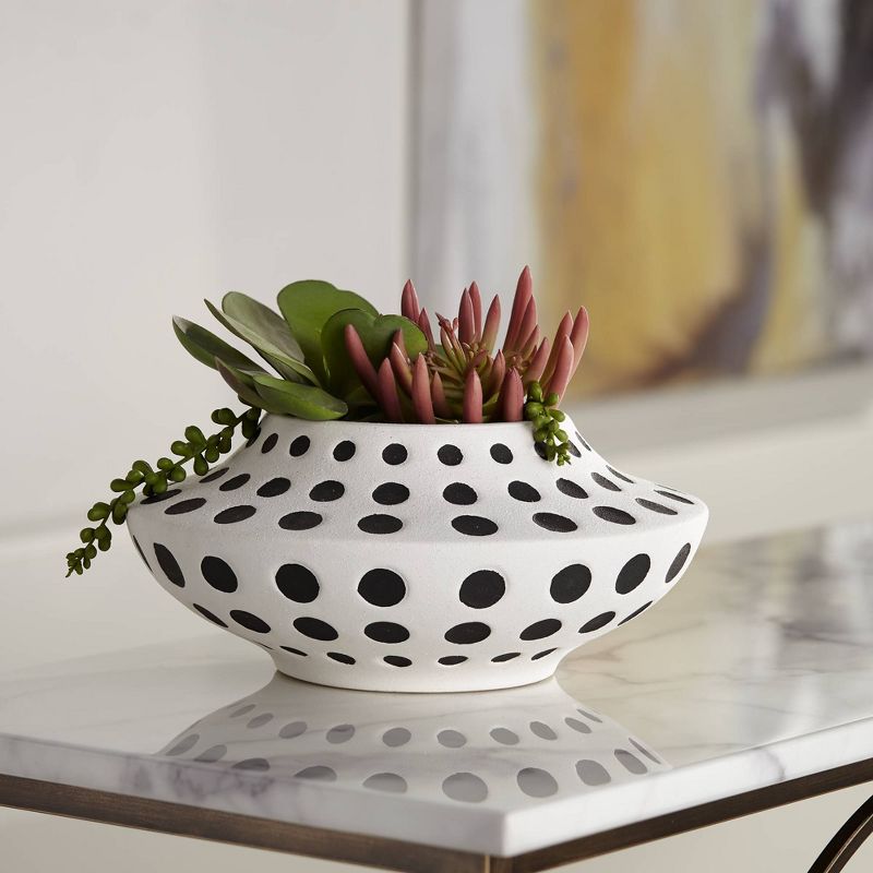 Studio 55D Vestia Matte Black White 11 1/2" Wide Dot Ceramic Vase, 2 of 10