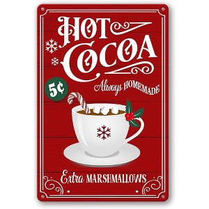 Lomsoe Christmas Signs Hot Cocoa Bar Metal Tin Sign Vintage Christmas Coffee Cocoa Sign Hot Chocolate Bar Sign Gifts 8x12 Inch Christmas Gift - 1 of 4