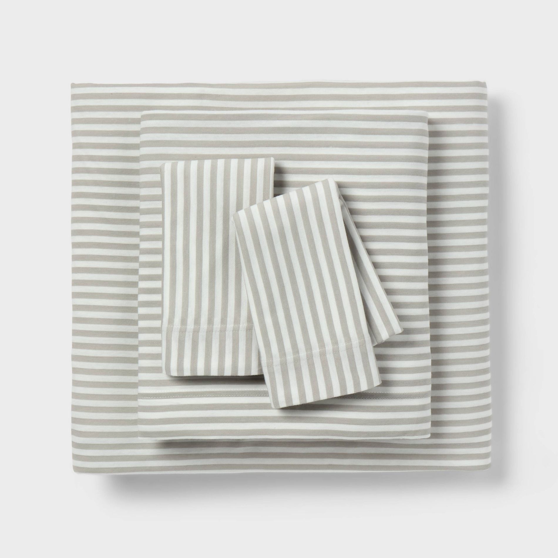 Twin XL Jersey Sheet Set Gray Striped - Room Essentials™