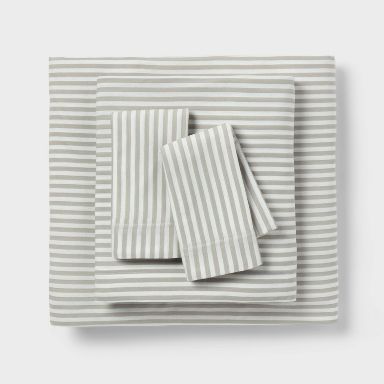 Full Jersey Sheet Set Gray Striped - Room Essentials™