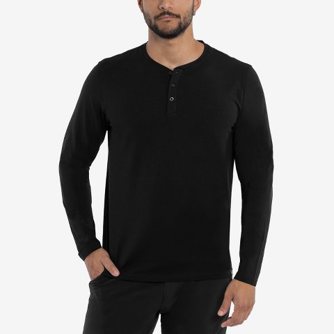 Мужские футболки X RAY Men's V-Neck & Henley Long Sleeve T-Shirt in BLACK Size Small