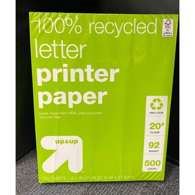 500ct 100% Recycled Letter Printer Paper White - up&#38;up&#8482;