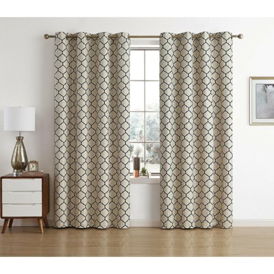 Kate Aurora Chic Living 100% Max Blackout Trellis Thermal Curtains