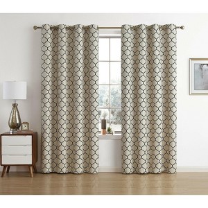 Kate Aurora Chic Living 100% Max Blackout Trellis Thermal Curtains - 1 of 3