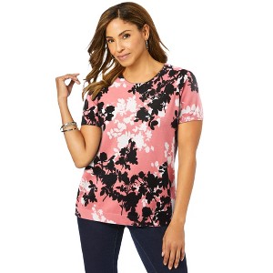 Jessica London Women's Plus Size Fine Gauge Crewneck Shell - 1 of 4