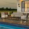 XINGHANZHENXUAN Blue 4-Piece Patio Dining Set, Rust-Resistant Outdoor Furniture with Comfortable Seating and Modern Design - 3 of 4