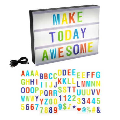 Led Cinematic Light Decorative Box Sign Interchangeable Multicolor Letters  Numbers Symbols- A4 Size Marquee With Usb Cable (85 Piece) By Lavish Home :  Target