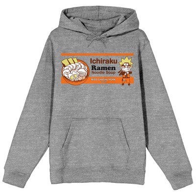 Naruto Shippuden Ichiraku Ramen Wrapper Long Sleeve Athletic Heather Adult Hooded Sweatshirt Target