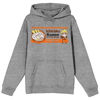 Naruto Shippuden Ichiraku Ramen Wrapper Long Sleeve Athletic Heather Adult Hooded Sweatshirt