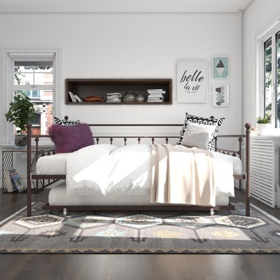 Bronze Metal Queen Daybed with Trundle and Slats