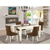 HomeStock 5-Piece Linen white Solid Wood Top-Rectangular Dining Room Set with Butterfly Leaf-Seats 4 - 2 of 4