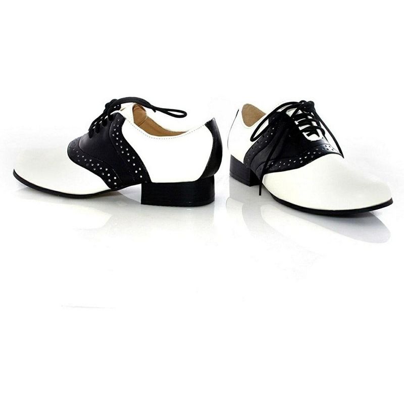 Ellie Shoes Saddle Shoe 1" Heel Child Shoes, White/Black, 1 of 2
