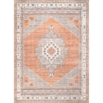 8'x10' Rectangle Loomed Medallion Area Rug Orange - nuLOOM