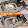 Cat Litter Box Enclosure Furniture with Flower Stand, Corner Wooden Cat Washroom, Pullable Carring Tray - 2 of 4