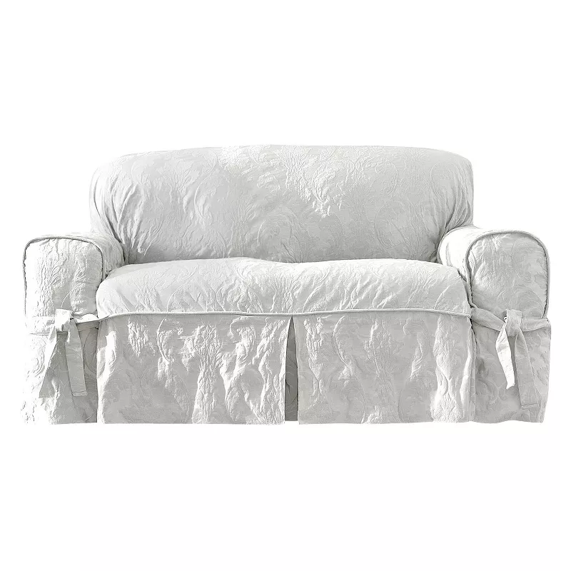Matelasse Damask Loveseat Slipcover White Sure Fit In Nigeria 14007173 - Sure Fit Sofa And Loveseat Covers