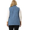 Agnes Orinda Women's Plus Size Sleeveless Buttons Notched Collar with Pockets Demin Vests - 4 of 4