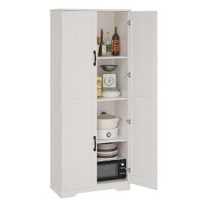 Kitchen Pantry Cabinet, Freestanding White Pantry Storage Cabinet, 60" Cupboard, Tall Bathroom Storage Cabinet - 1 of 4