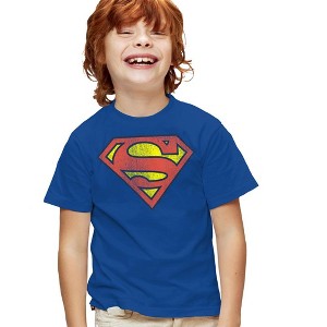 Boys' Short Sleeve Retro Supes Logo Distressed T-Shirt - 1 of 4