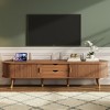 Polibi Mid-Century Modern Wooden Oval Fluted TV Stand with Charging Station - 2 of 4