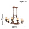 Franklin Iron Works Tafford Mahogany Wood Island Linear Pendant Chandelier 43 1/4" Wide Farmhouse Rustic 8-Light for Dining Room - 4 of 4