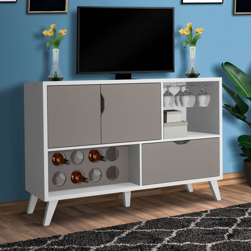2 Door Wine Bar Cabinet TV Stand for TVs up to 54&#34; White/Gray - The Urban Port, 6 of 9