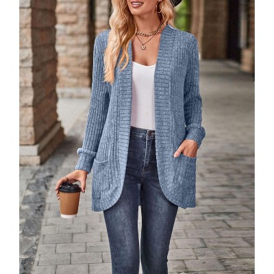 Women's Fashion Cardigan Sweater Lightweight Open Front Long Casual Jacket With Pockets