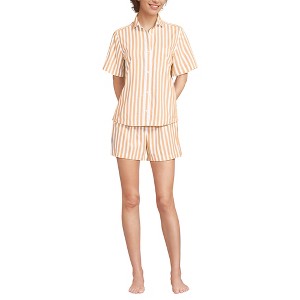 Lands' End Women's Poplin 2 Piece Pajama Set - Short Sleeve Shirt and Shorts - 1 of 3