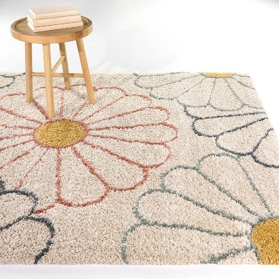 Sara Cream Floral Tufted Polypropylene Kids Rug