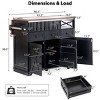 Kitchen Carts and Islands with Power Outlet and Drop Leaf, Rolling Storage Cart with Bead Accents, 3 Drawers and 3 Doors for Home-The Pop Home - 4 of 4