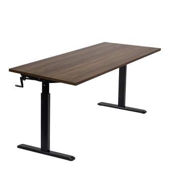 Mount-It! Height Adjustable Hand Crank Sit-Stand Desk with 55" Tabletop | Adrift
