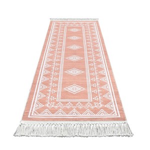2x6 Runner Area Rug, Machine Washable Tassel Rugs for Living Room, Indoor Non-Slip Front Door Mat, Stain Resistant Floor Cover Carpet, Bordered - 1 of 4